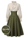 1950s Victorian Bow Tie Ruffled Long Sleeve Dress - vintage dress, retro fashion, rockabilly