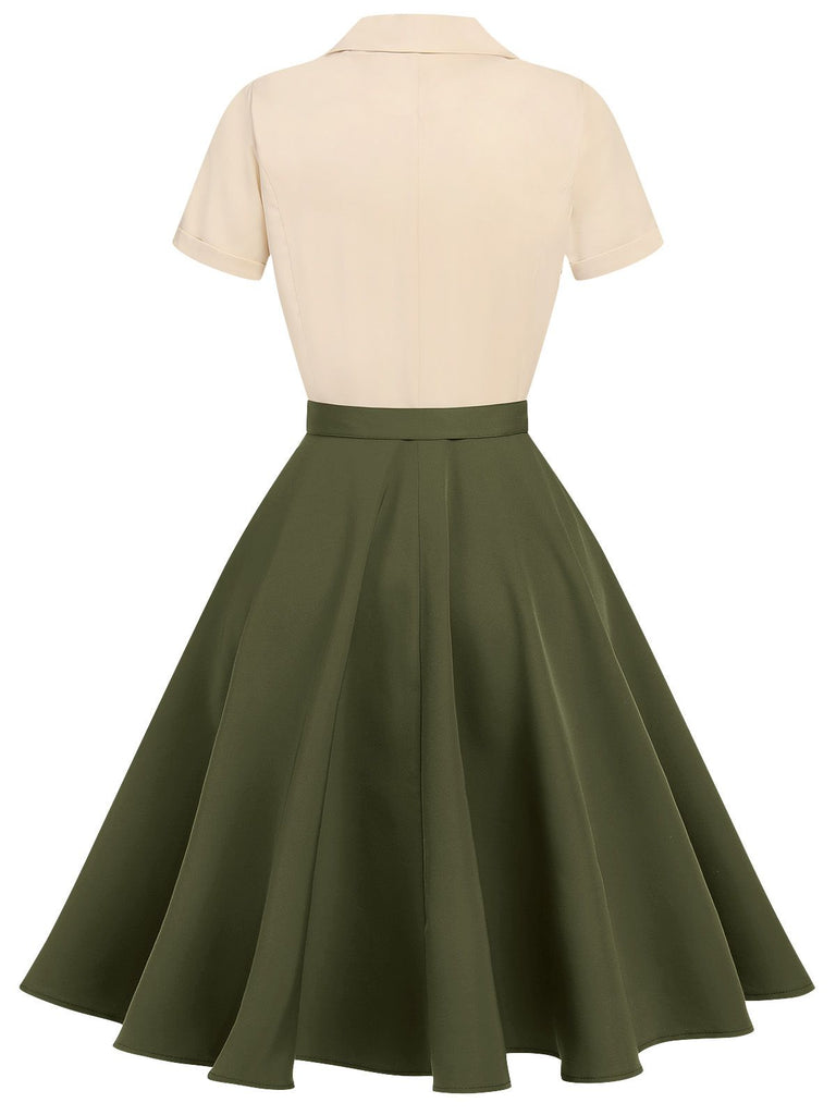Retro Stage 1950s Button Vintage Shirtwaist Dress Khaki Green Retro Stage 1950s Button Vintage Shirtwaist Dress Khaki Green