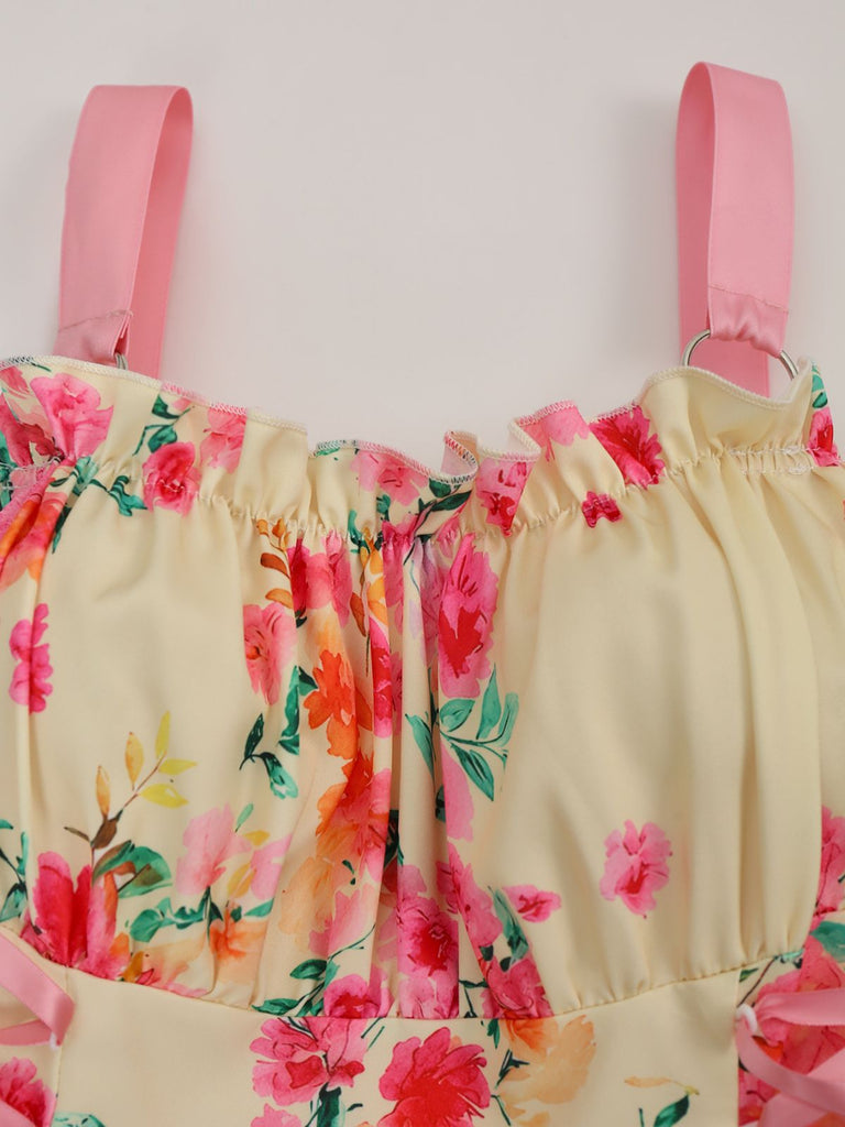 1950s Vintage Floral Lace-Up Swing Dress, vintage dress, retro fashion, rockabilly, pin-up fashion - perfect for women who love vintage and retro fashion