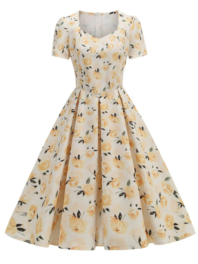 white christmas dresses Vintage 1950s Floral Cocktail Dress, size xs – Dirty Work Vintage main image 0