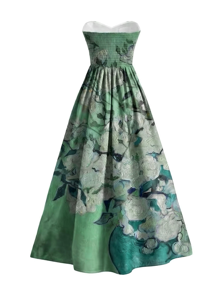 [Pre-Sale] Lavender 1950s Sunflower Sweetheart Strapless Dress