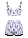 1950s Water Ripple Patchwork Strap Swimsuit, vintage swimsuit, pin-up swimwear - perfect for women who love vintage and retro fashion