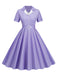 She slips into this 1950s Window Pane Plaid Lapel Swing Dress and suddenly it's a 1950s daydream