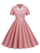 1950s Window Pane Plaid Lapel Swing Dress — the kind of 1950s dress that makes strangers smile