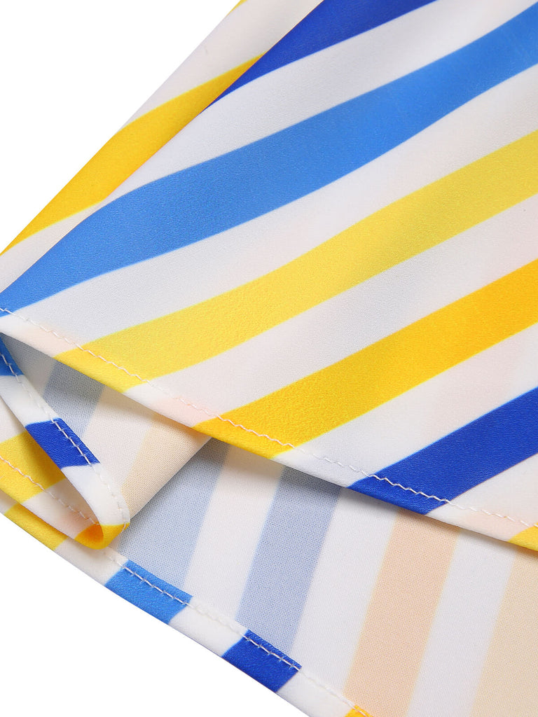 1950s Yellow White Blue Striped Button Skirt, vintage skirt, retro style - perfect for women who love vintage and retro fashion