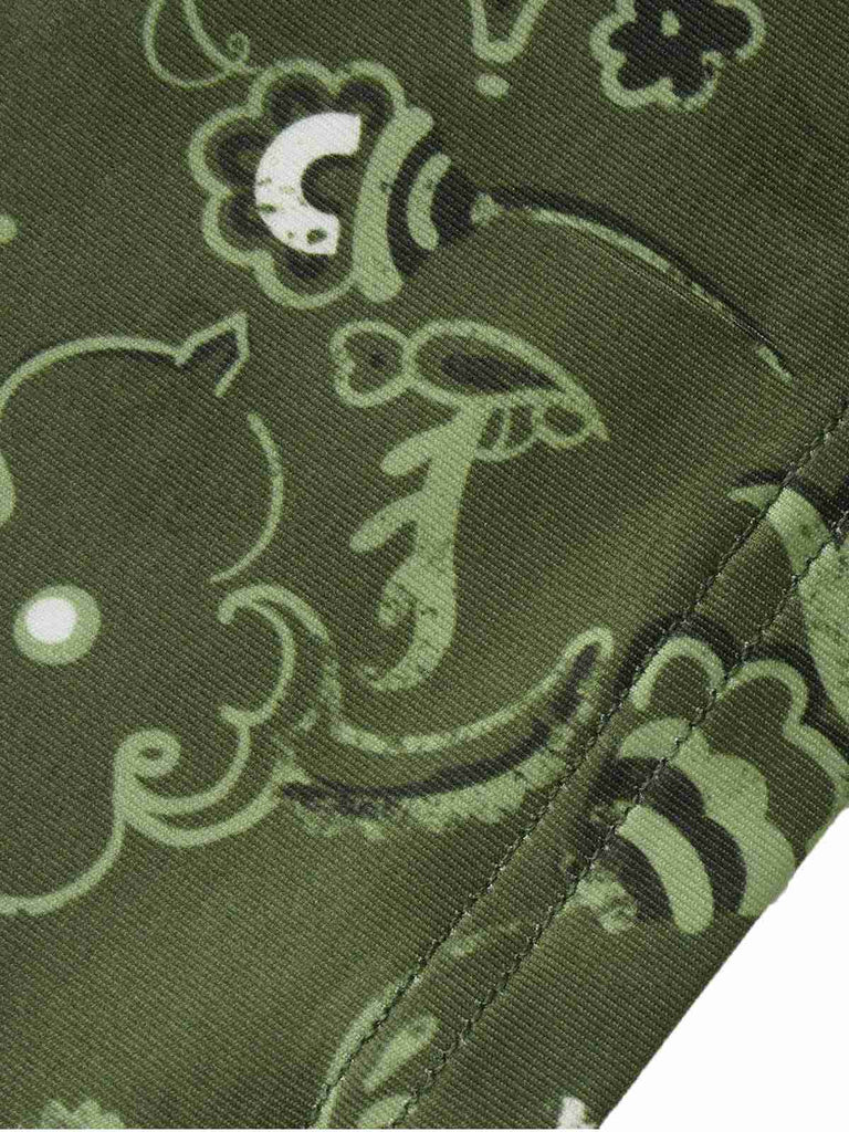 Green 1950s Paisley Lace Patchwork Swing Dress