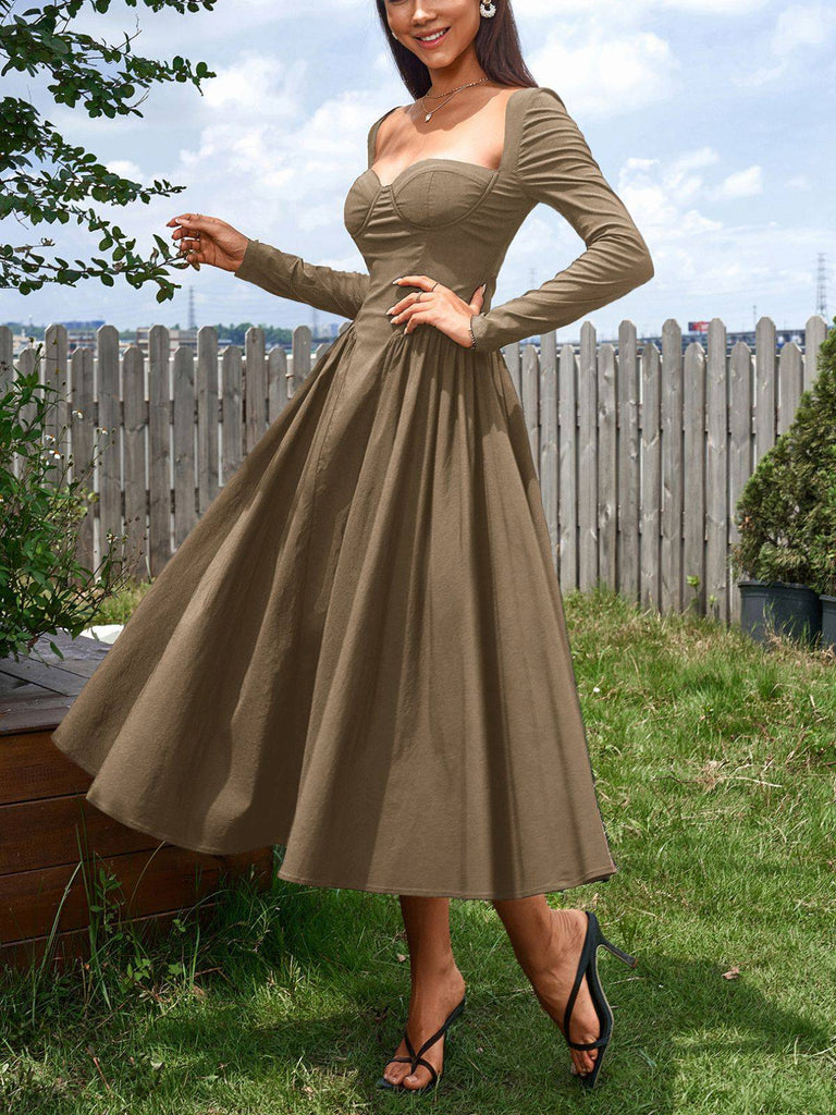 Elegant Backless Corset Midi Dress - Red Red / XS Elegant Backless Corset Midi Dress - Red Red / XS