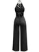 1960s Beaded Ruched Backless Wide-Leg Jumpsuit: beautiful vintage romper, retro jumpsuit, playful style with timeless appeal