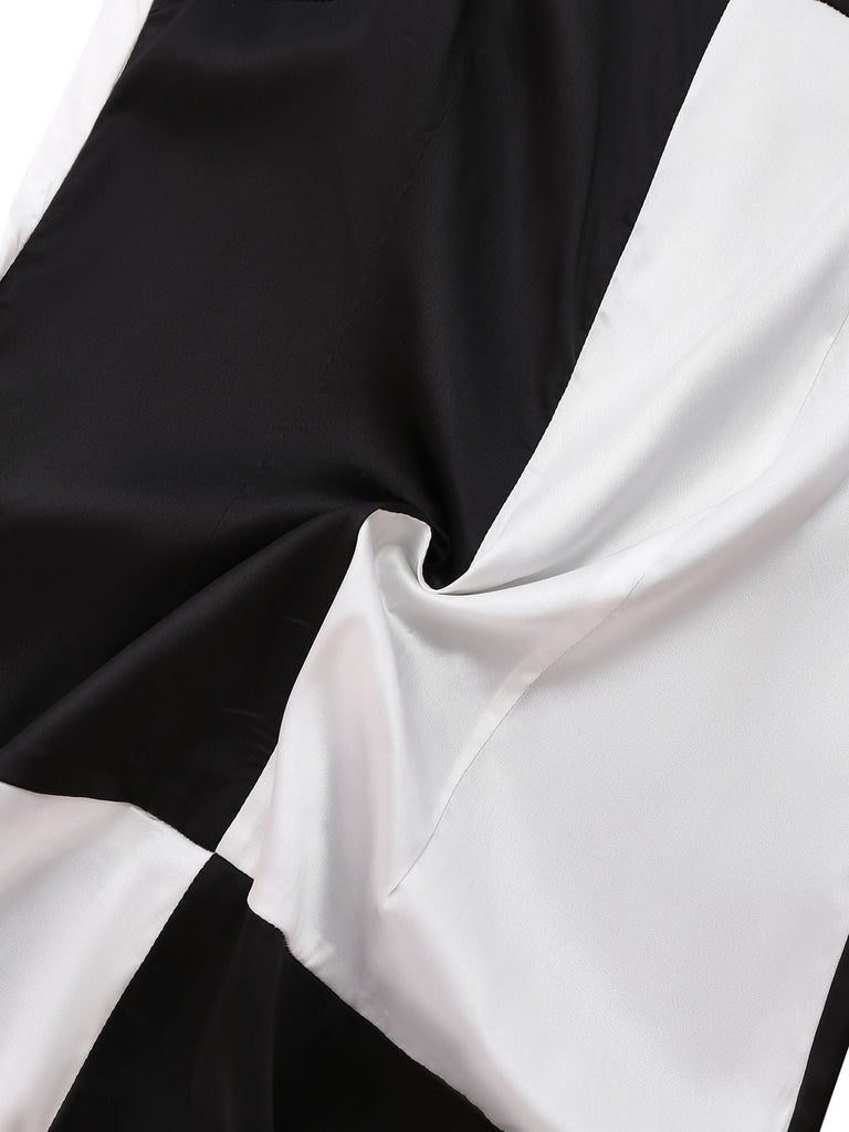 1960s Black And White Color Block Dress - vintage dress, retro fashion, classic black