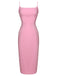 2PCS Pink 1960s Lapel Bowknot Blouse & Solid Spaghetti Strap Dress - vintage dress, retro fashion