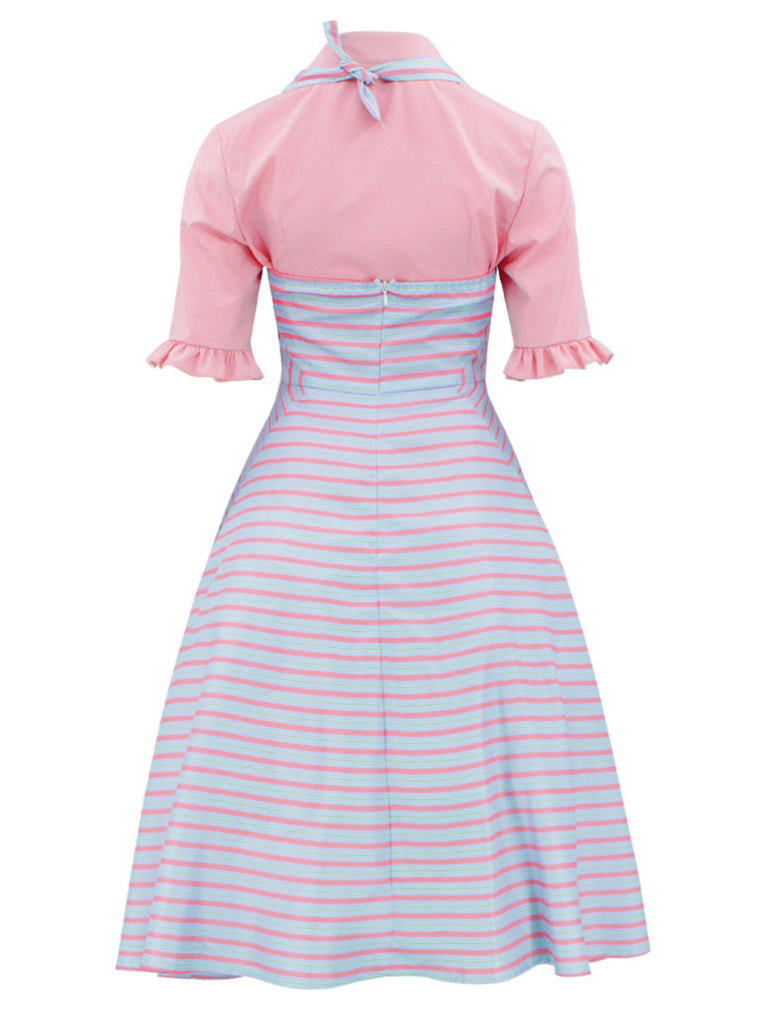 2PCS 1960s Wicked Solid Blouse & Irregular Stripes Dress - vintage dress, retro fashion