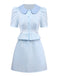 2PCS 1960s Vertical Stripes Peter Pan Collar Blouse & Skirt - vintage skirt, retro style