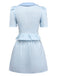 2PCS 1960s Vertical Stripes Peter Pan Collar Blouse & Skirt - vintage skirt, retro style