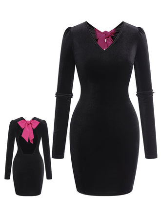 1960s Bowknot Velvet Open Back | 1960s | vintage dress, retro fashion