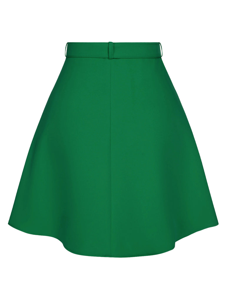She sways in this 1960s Button Solid Belted Skirt and it's pure 1960s magic