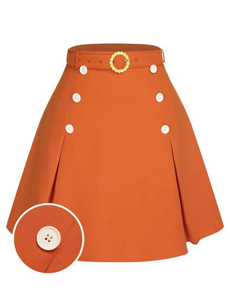 She sways in this 1960s Button Solid Belted Skirt and it's pure 1960s magic