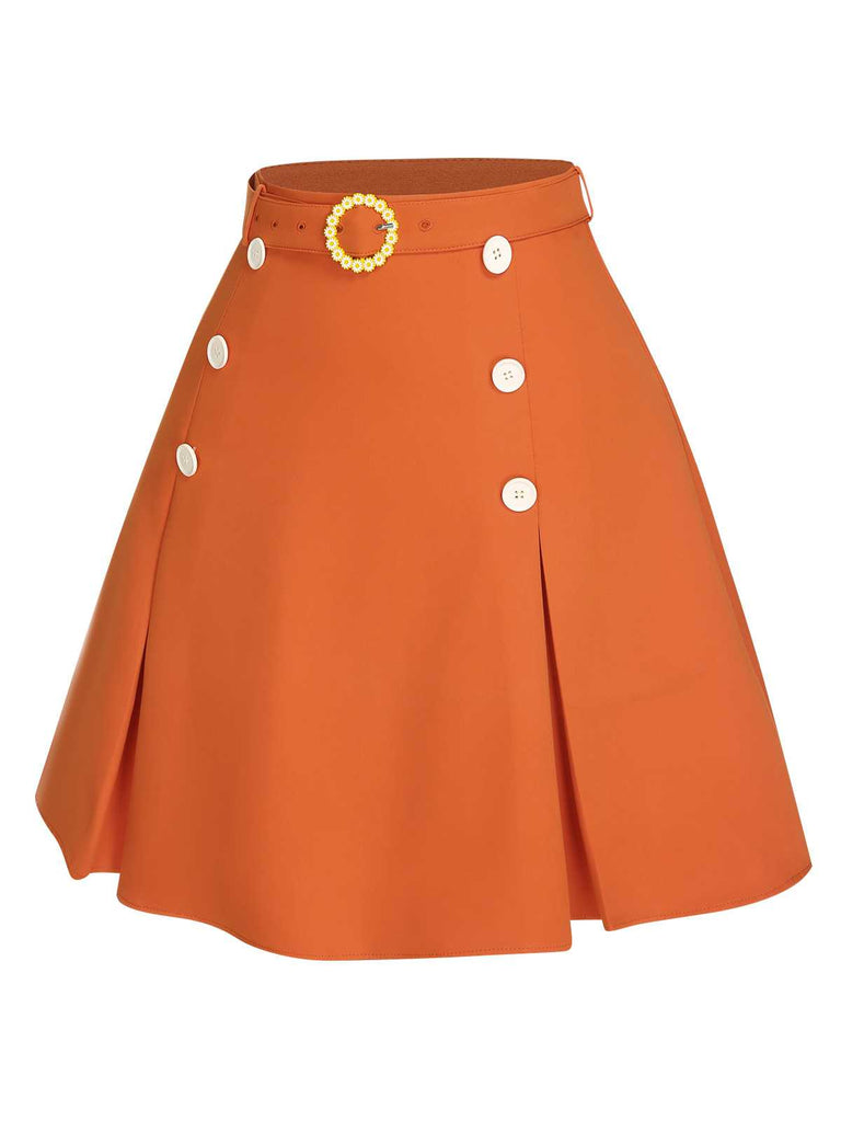 This 1960s Button Solid Belted Skirt spins 1960s stories with every step