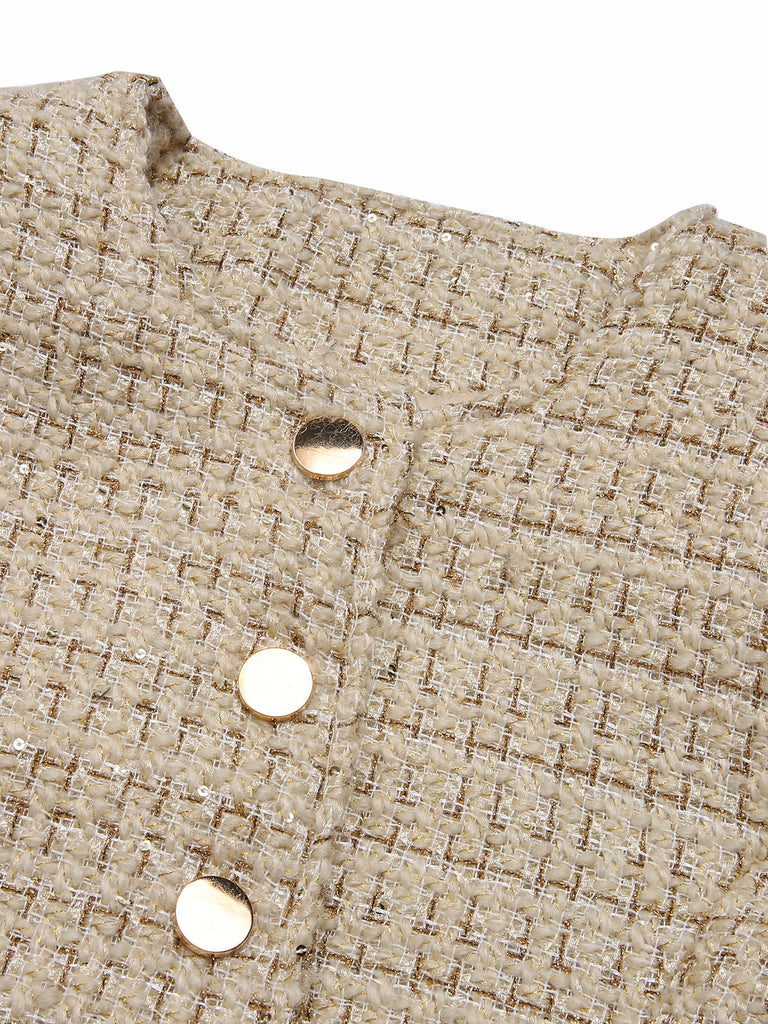 1960s Button Tweed Long Sleeve Cropped Coat, vintage coat, retro outerwear - perfect for women who love vintage and retro fashion