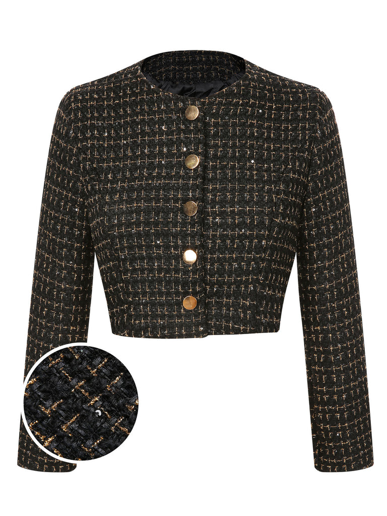 1960s Button Tweed Long Sleeve Cropped Coat, vintage coat, retro outerwear - perfect for women who love vintage and retro fashion