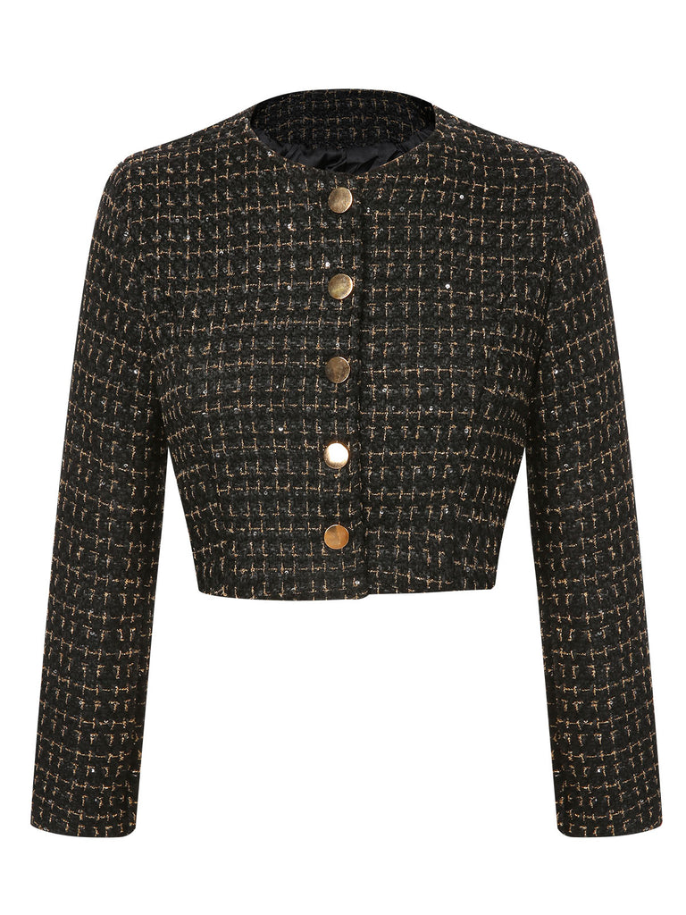 1960s Button Tweed Long Sleeve Cropped Coat, vintage coat, retro outerwear - perfect for women who love vintage and retro fashion