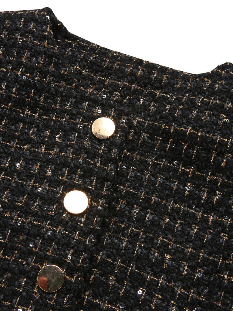 1960s Button Tweed Long Sleeve Cropped Coat, vintage coat, retro outerwear - perfect for women who love vintage and retro fashion