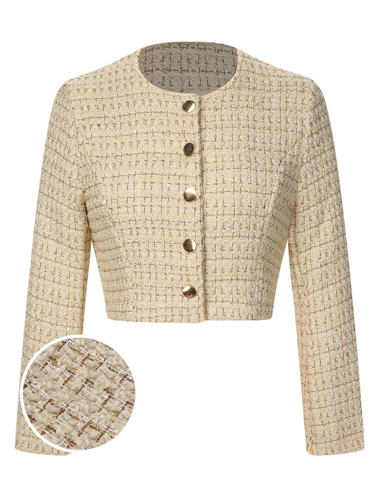 1960s Button Tweed Long Sleeve Cropped Coat, vintage coat, retro outerwear - perfect for women who love vintage and retro fashion
