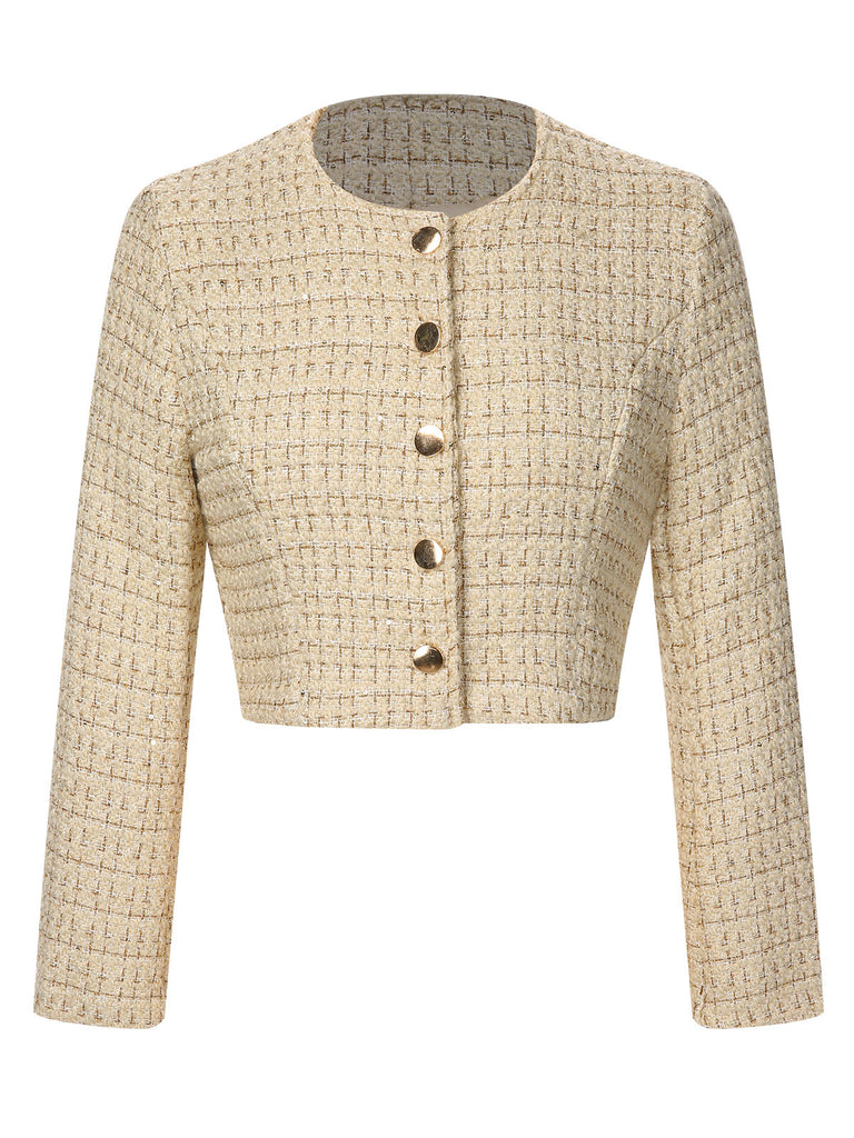 1960s Button Tweed Long Sleeve Cropped Coat, vintage coat, retro outerwear - perfect for women who love vintage and retro fashion