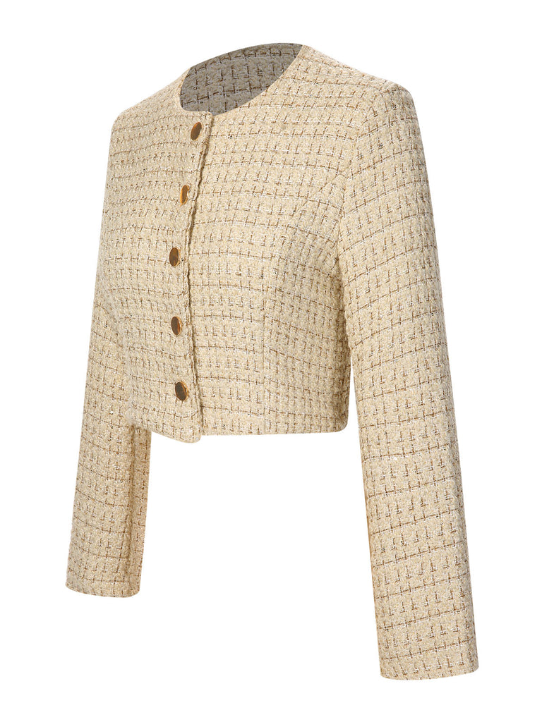1960s Button Tweed Long Sleeve Cropped Coat, vintage coat, retro outerwear - perfect for women who love vintage and retro fashion