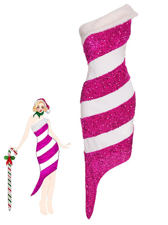 1960s Candy Cane OneShoulder Dress | 1960s | vintage dress, retro fashion