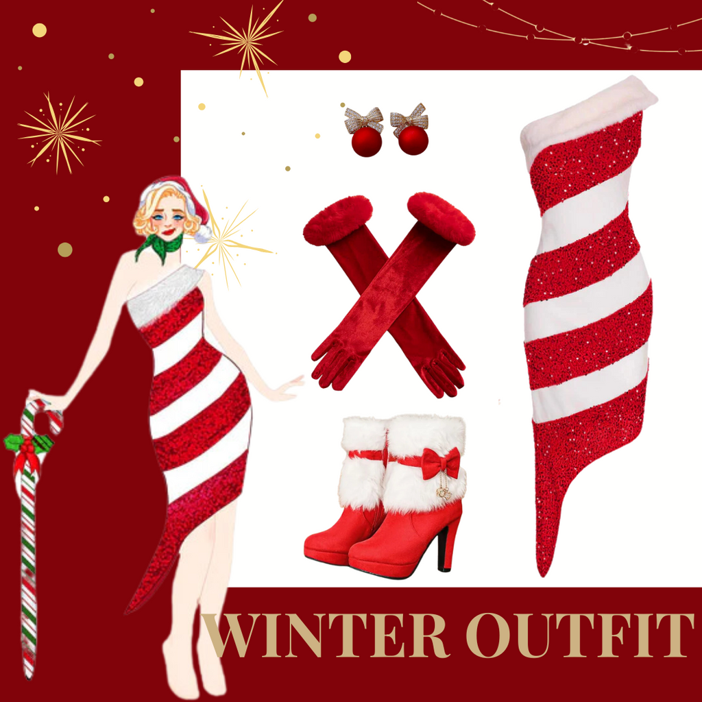 She slips into this 1960s Candy Cane One-Shoulder Dress and suddenly it's a 1960s daydream
