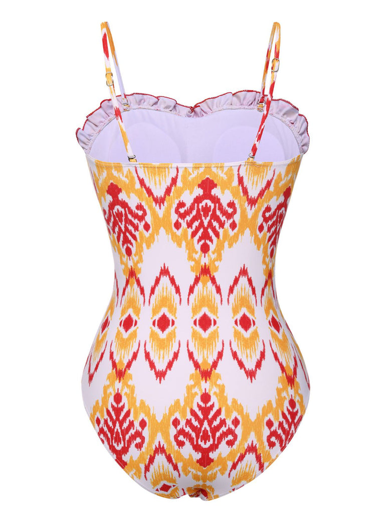 1960s Chevron Smocking Strap Bandeau Swimsuit, vintage swimsuit, pin-up swimwear - perfect for women who love vintage and retro fashion