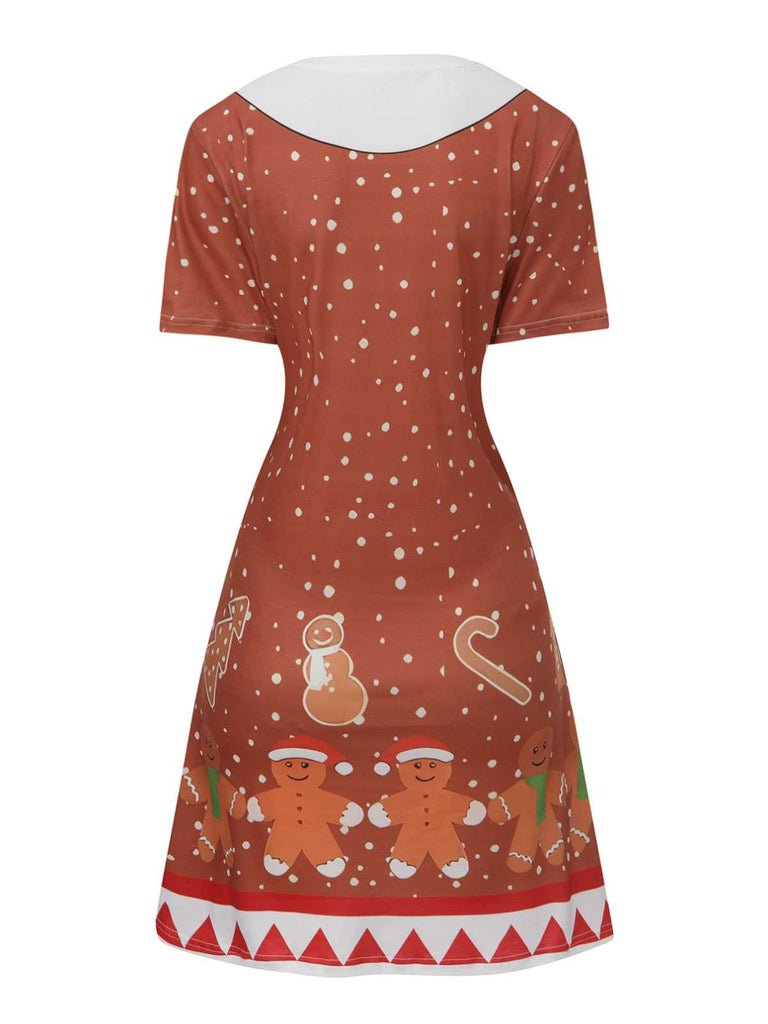 1960s Christmas Gingerbread Man A-Line Dress - vintage dress, retro fashion
