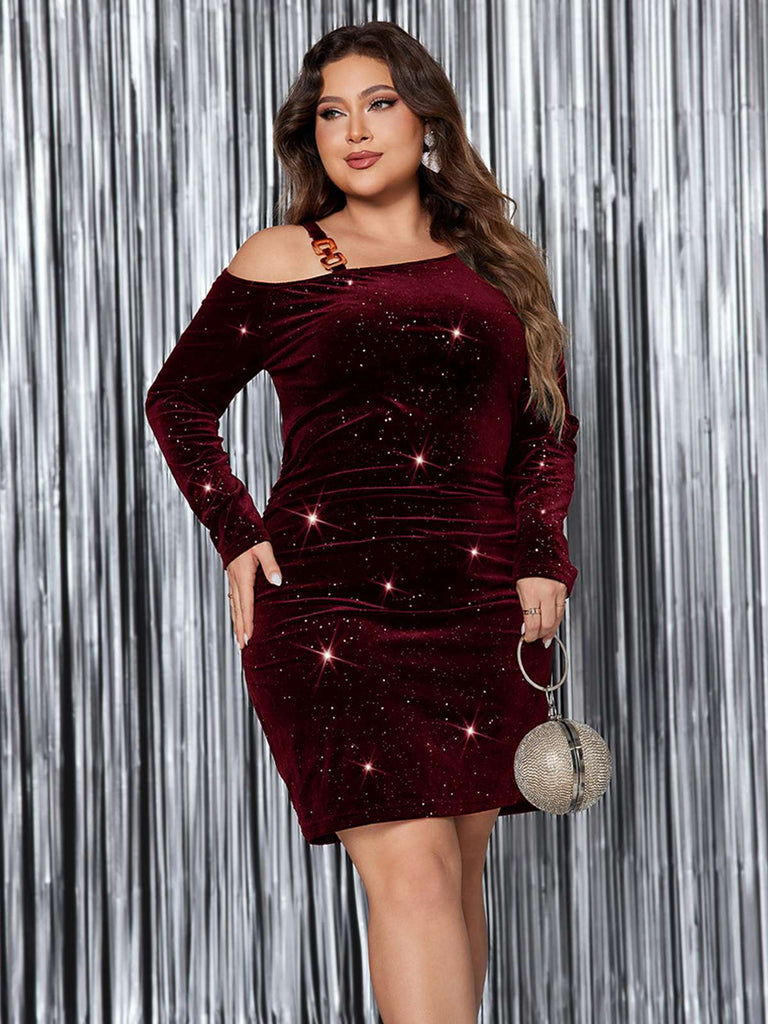 v neck long dress BABARONI BABARONI Velvet Burgundy Bridesmaid Dresses Plunging V-Neck Floor-length Long Sleeve with Slit Sash A-line, Burgundy / US0
