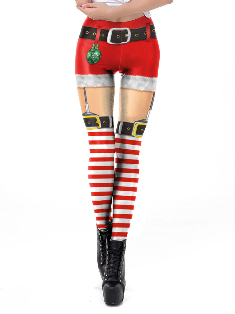 1960s Christmas Printed Elastic Leggings, vintage fashion, retro style - perfect for women who love vintage and retro fashion