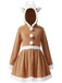1960s Christmas Reindeer Hooded Coral Fleece Dress - vintage dress, retro fashion