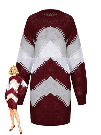 1960s Colorblock Knit Sweater Dress - vintage dress, retro fashion