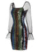 This 1960s Colorful Stripes Sequined Mesh Dress wraps her in 1960s elegance, one twirl at a time
