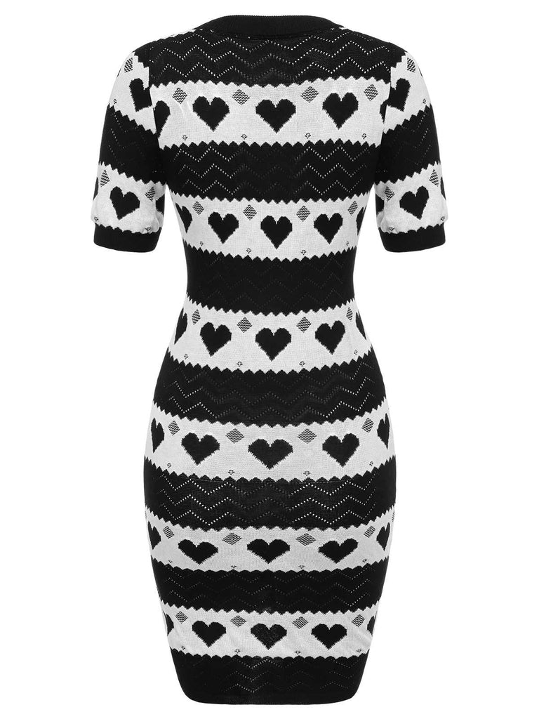black and white heart dress erie dress S / hearts
