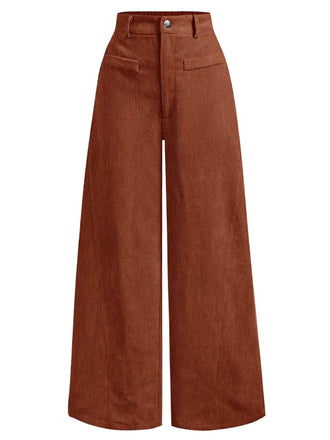 1960s Corduroy High Waist Wide-Leg Pants - vintage fashion, retro style