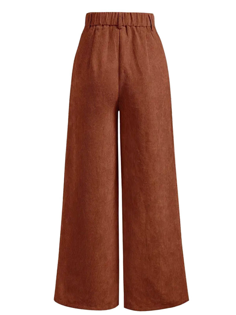 1960s Corduroy High Waist Wide-Leg Pants - vintage fashion, retro style