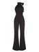1960s Crewl Halter Bow Solid Jumpsuit, vintage romper, retro jumpsuit - perfect for women who love vintage and retro fashion