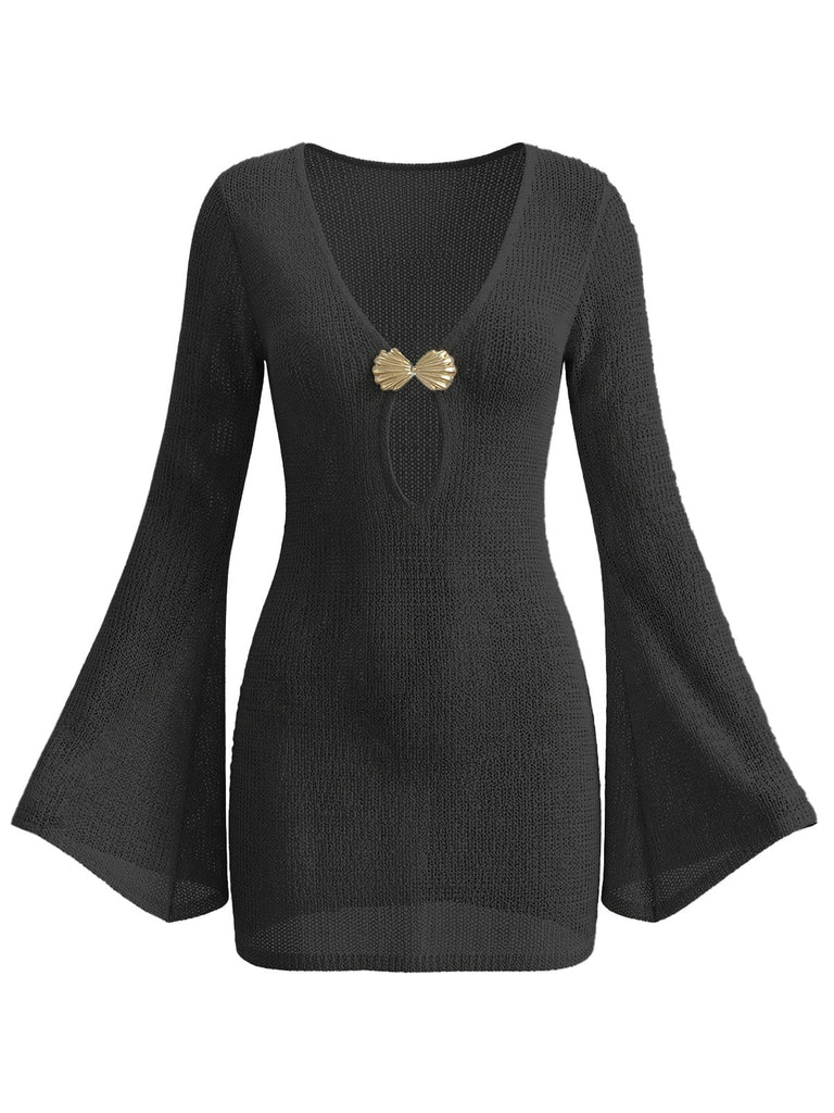 1960s Cutout V-Neck Cover Vintage Up - vintage fashion, retro style