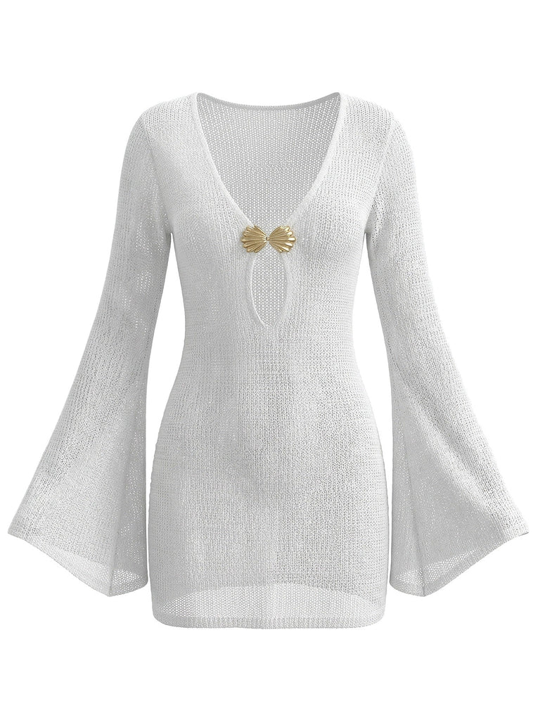 1960s Cutout V-Neck Cover Vintage Up - vintage fashion, retro style