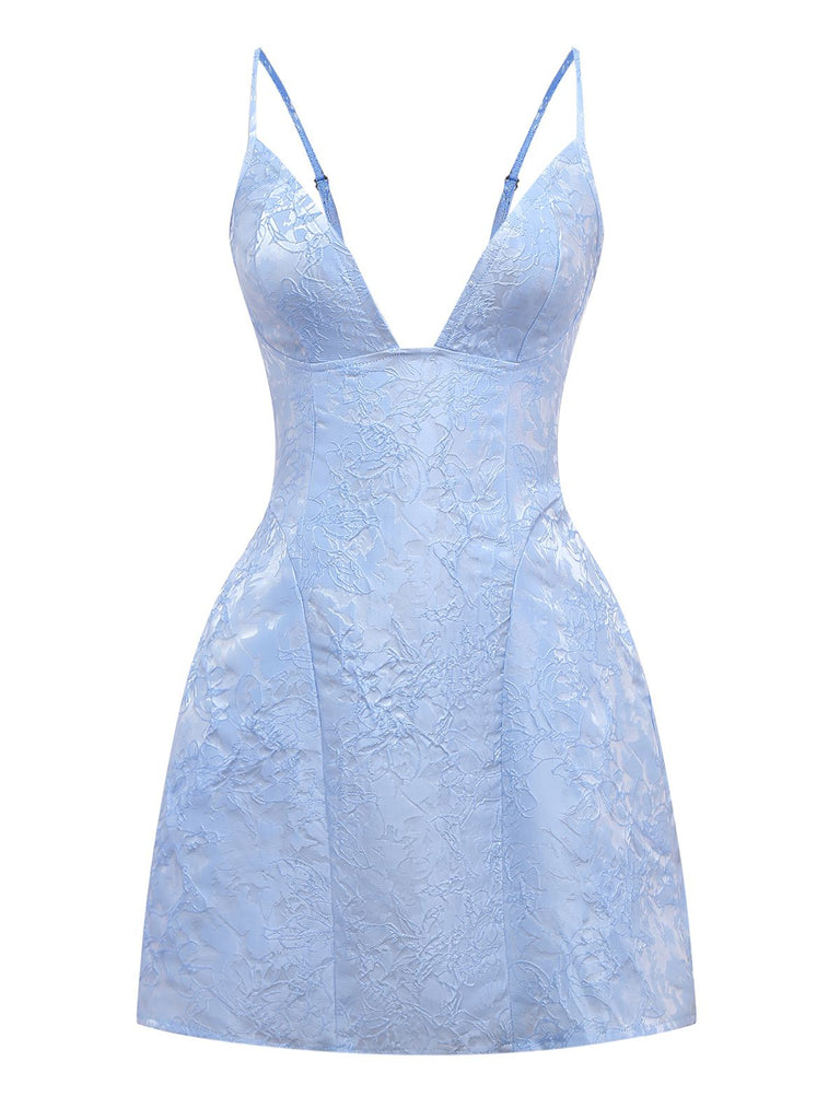 1960s Deep V Floral Lace Bow Strap Dress - vintage dress, retro fashion