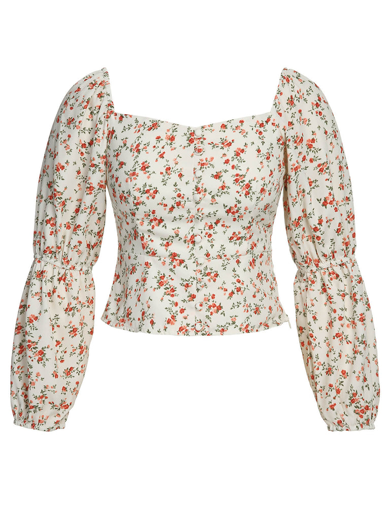 1960s Ditsy Floral Square Neck Blouse, vintage top, retro blouse - perfect for women who love vintage and retro fashion