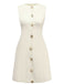 Beige 1960s Starfish Shell Buttons Sleeveless Dress - vintage dress, retro fashion