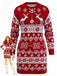 1960s Christmas Reindeer Snowflake Jacquard Knit Dress - vintage dress, retro fashion