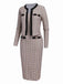 2PCS Beige 1960s Knitted Straps Pencil Dress & Short Coat - vintage dress, retro fashion