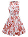 1960s Floral Print Halter Sleeveless Backless Swing Dress - vintage dress, retro fashion, rockabilly