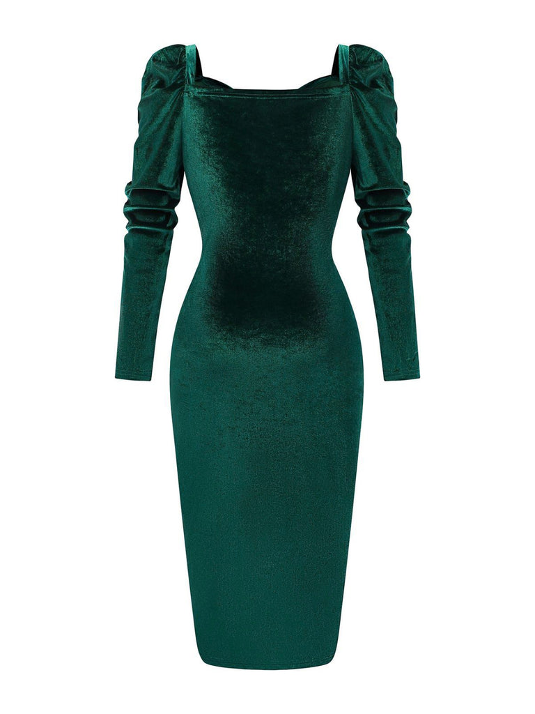 Vintage Sweetheart Ruched Velvet Bodycon Dress Retro Holiday Cocktail Dress Dark Green Vintage Sweetheart Ruched Velvet Bodycon Dress Retro Holiday Cocktail Dress Dark Green